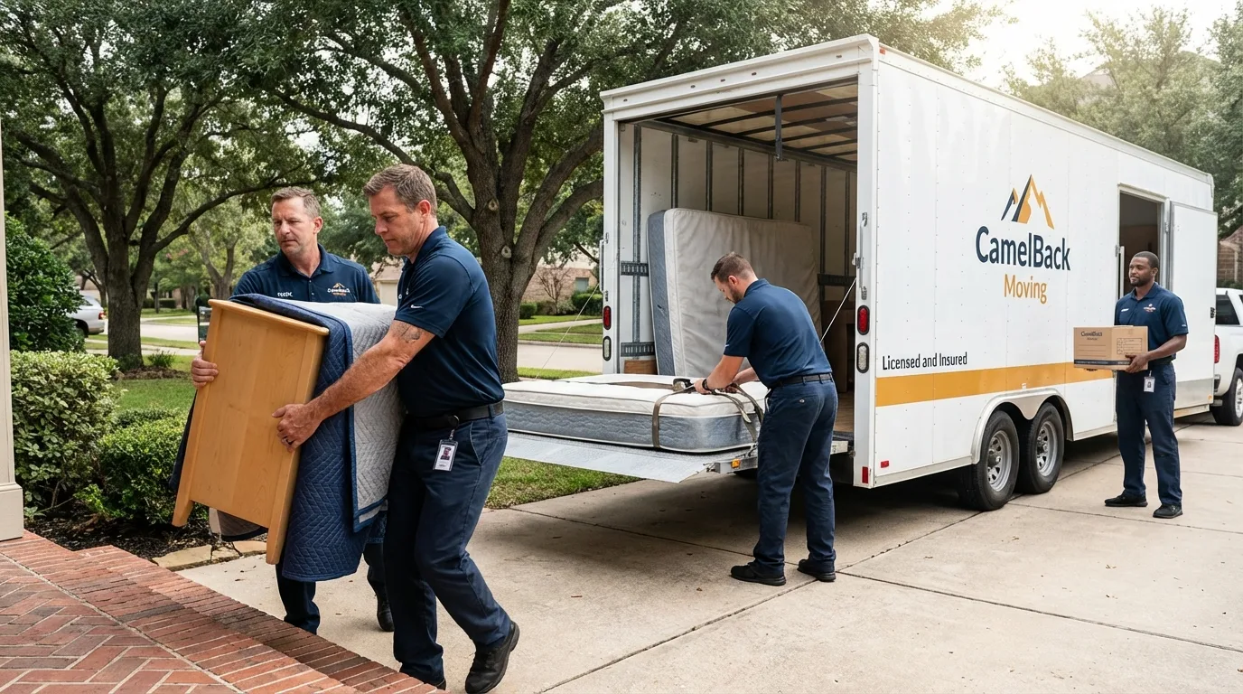 Crew loading residential truck for cross-state move from Duncansville, PA