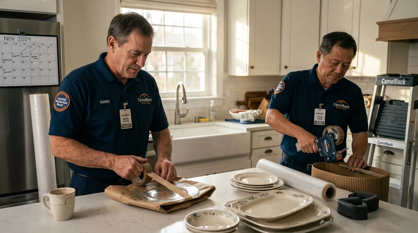 Professional crew packing kitchen dishware in Duncansville, PA